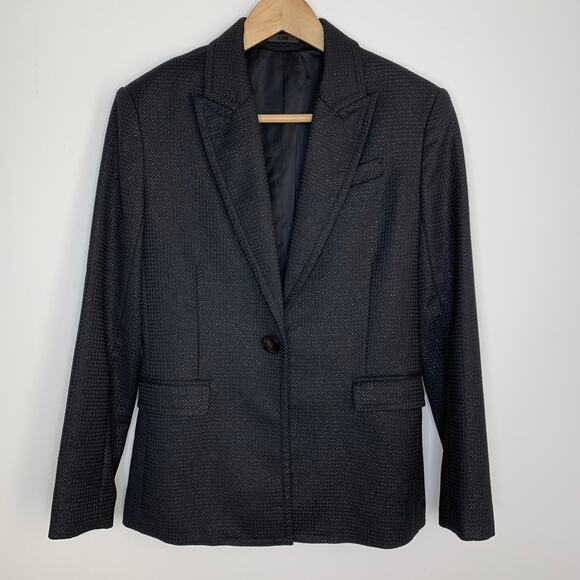 ATM Anthony Thomas Mejillo Black Metallic Sparkle Schoolboy Blazer Jacket Size 6 - Picture 3 of 16